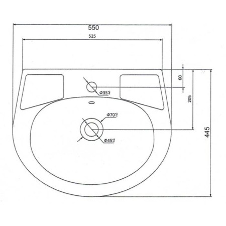 Washbuilder of the LZSF "Antei", width 550 mm, with an overflow, with a hole for the mixer-4