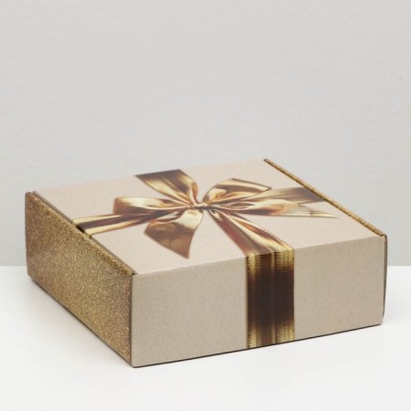 Self -assembly box "Bant", gold, 23 x 23 x 8 cm-1