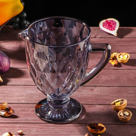 Set for drinks from glass "Cruise", 7 items: a jug 1.1 l, 6 glasses 300 ml, color gray color-2