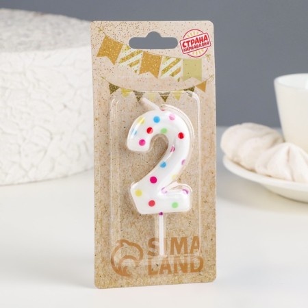 A candle in a cake for a birthday "Color confetti", the number "2", 5.5 cm-1