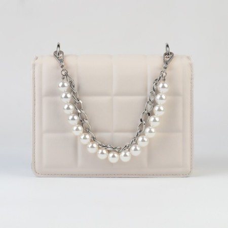 A chain for a bag, with pearls, d = 13 ± 1 mm, 2.3 × 16 × 11.5 mm, 29 ± 1 cm, silver color-3