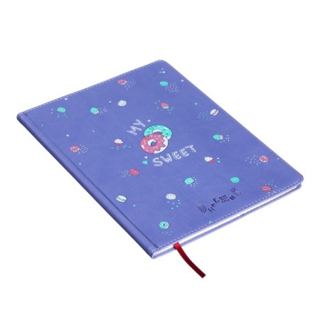 Universal diary for grades 1-11, 48 sheets, My Sweet. Donuts, covering artificial leather, lies, tinted block-1