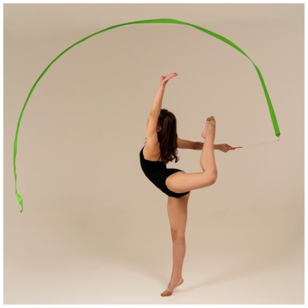 Ribbon for rhythmic gymnastics with a stick Grace dance, 4 m, green color-5