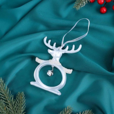 Christmas tree decoration "Deer-Pussat" 8x11 cm, white