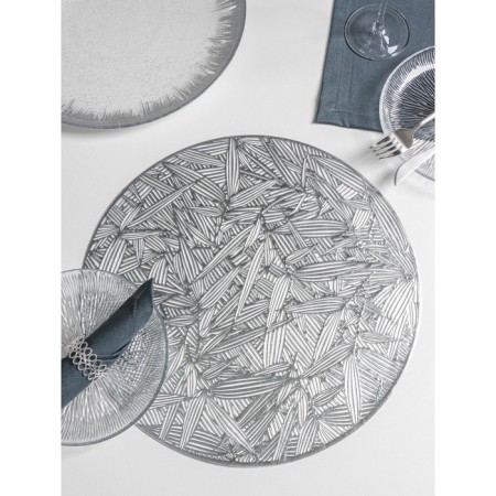 Set of serving napkins on the table “Leaves”, d = 38 cm, 4 pcs, silver color-4