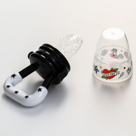 Nibbler for feeding, with silicone mesh Rock Baby, black color+white-2