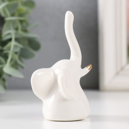 Souvenir Ceramics "Micro elephant" white with gold 5.5x4x9 cm-2