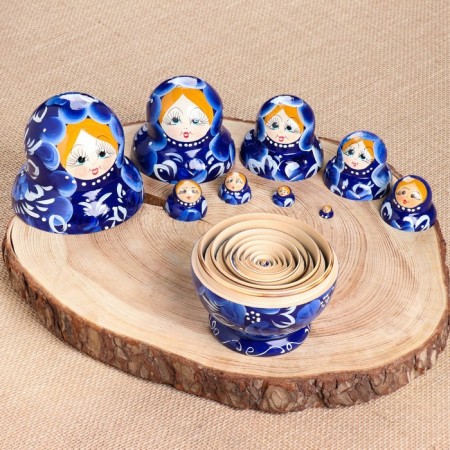 Doll "gzhel", blue dress, 10 puppet, 13 cm, manual painting-3