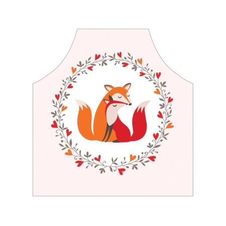 Apron of a kitchen with a photo print "Fox Love", adjustable, size OS-2