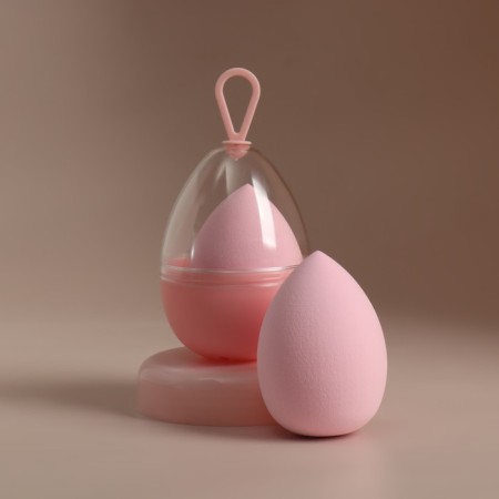 Makeup sponge "drop", 6 × 4 cm, increases when getting wet, in the case, the color is pale pink-6