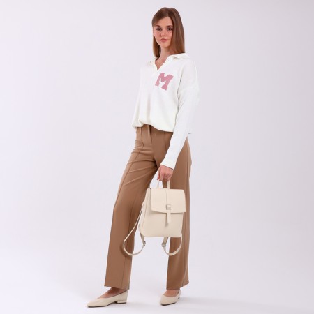 City backpack of artificial leather with lightning, milk color-5