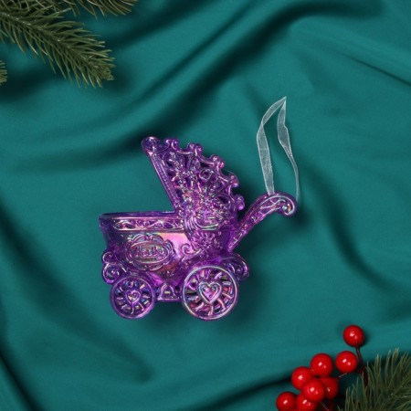 Christmas tree decoration "Carriage" 10x11 cm, purple overflow