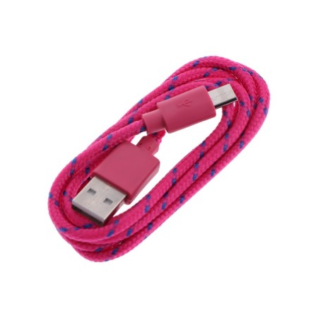 Oxion DCC288, MicroUSB - USB, charging + data transfer, 1 m, braid, pink-2