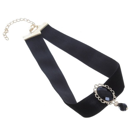 Choker "Alexandria" openwork, oval, black color in gold, 30 cm-6