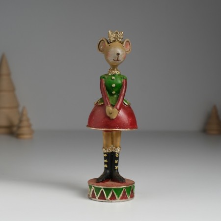 Polystone souvenir "Mouse/mouse in red-green outfit" mix 4.5x4x14.5 cm-1