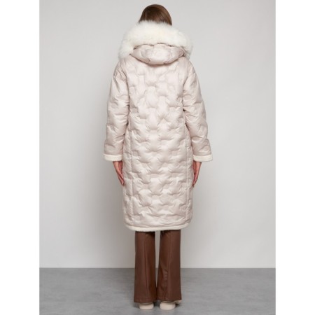 Coat insulated winter female, size 46, beige color-3