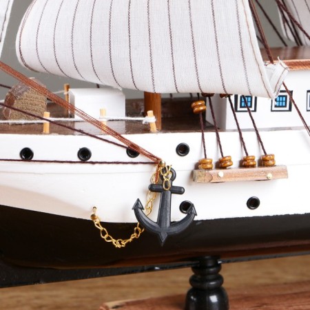 Souvenir ship large "Denmark", white sides, white sails with stripes, 65x65x10 cm-5