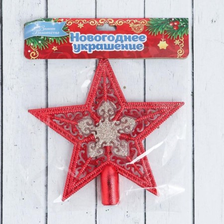 Tip "star" snowflake, 15x14.5 cm, silver-red-1
