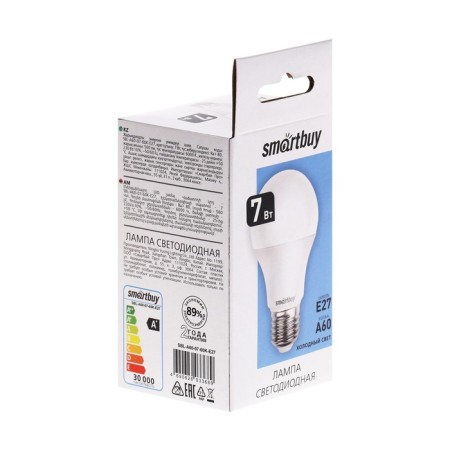 LED LED SMARTBUY, E27, A60, 7 W, 6000 K, cold white light-3