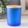 Bank for candles glass with a blue semi -duma lid 220 ml 7x7x8.4 cm