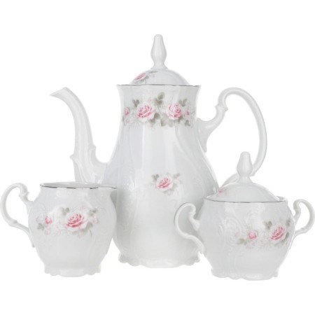 Coffee service 6/9 BERNADOTTE, decor "Pale roses, platinum layering", 15 items-1