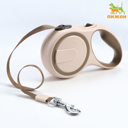 Roulette with a system of effective twisting a leash, 3 m, up to 15 kg, beige-green