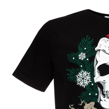 Pajama New Year's male kaftan "skull", black color, size 50-9
