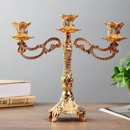 Summary Metal for 3 candles "Pattern" color gold 25x27.5x9 cm-1