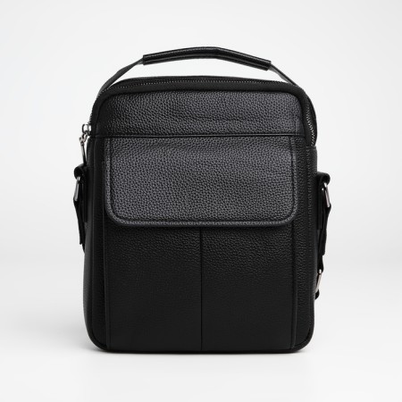 Male bag over the shoulder, Textura, 2 external pockets, black color-1