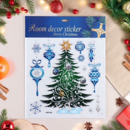 Stickers on the windows "New Year" Christmas tree, jewelry, 38x30 cm-1
