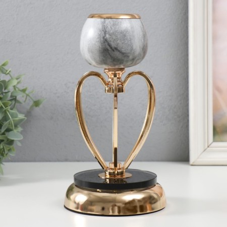 Summary Metal for 1 candle "Dark gray marble" mix gold 24x14x14 cm-2