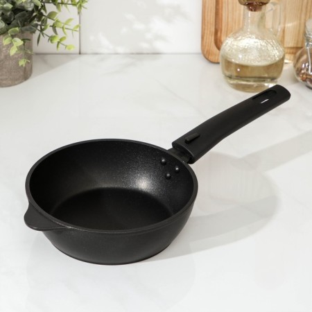 Sleepy "Ulya", d = 16 cm, removable handle, anti -stick coating, color black metallic