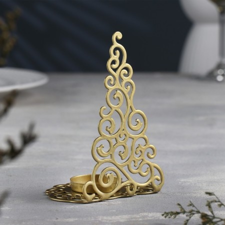 Glamorous Christmas Eliveboard for one candle, 9.9x13.4 cm, golden-2