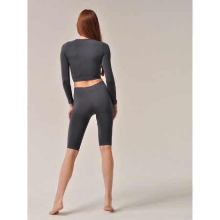 Crype female top with a long sleeve Crop Top Manica Lunga, size 46, color graphite-4