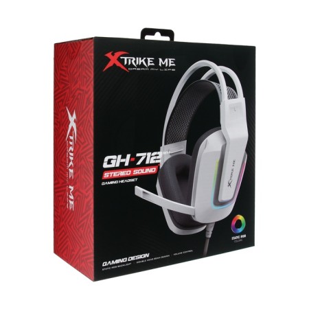 Headphones Xtrike Me GH-712, game, full-size, backlight, Mic, USB + 3.5mm, 2 m, white-8