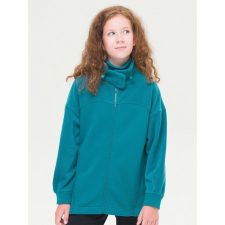 Sweatshirt for girls, height 134 cm, emerald color