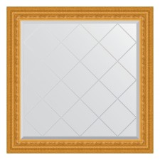 Mirror with engraving in the baguette frame, gold gold 80 mm, 85x85 cm