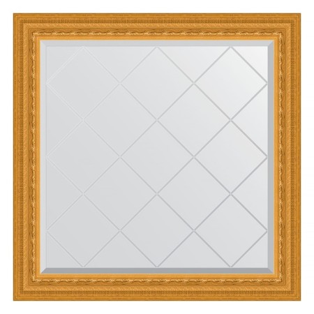 Mirror with engraving in the baguette frame, gold gold 80 mm, 85x85 cm