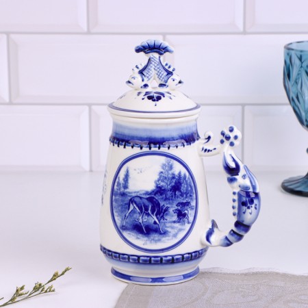 Beer mug "Genre. Hunting", Gzhel-11