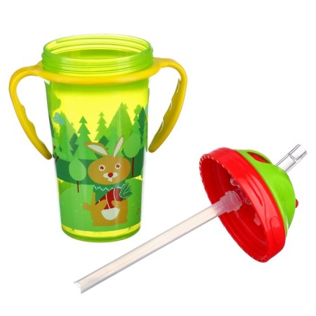 Baby chipper with silicone tube, 300 ml., With handles, green color-5