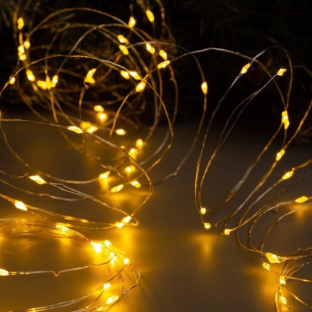 Garland "thread" 10 m dew, IP20, silver thread, 100 LED, yellow glow, 12 V-2