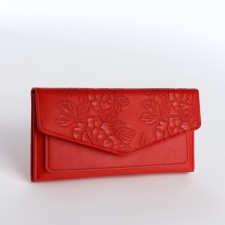 Women's wallet on the button, red color
