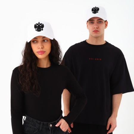 Men's cap "Coat of arms", white color, rr 56-6