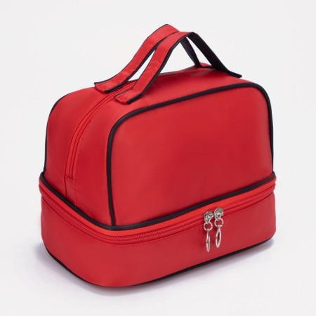 Cosmetic bag, 2 parts on lightning, red color