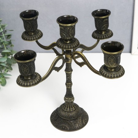 Summary Metal for 5 candles "Raja" Bronze 22.5x23x23 cm-1