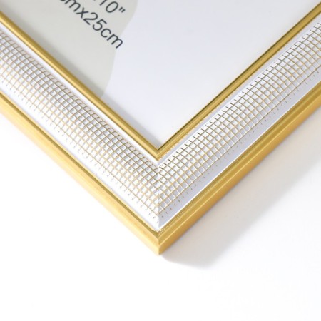 Photo frame plastic 20x25 cm "Little mesh" white with double gold stroke 28.5x23.5 cm-2