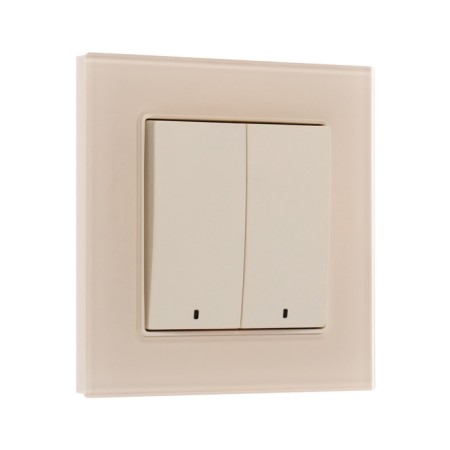 Tot Matte Glass switch, 10 a, 2 cl., With backlight, hidden, glass, beige-1