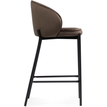 Haric Nile Metal/velor stool, black/chocolate 58x45x92 cm-2