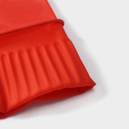 Gloves of household latex shares, size S, long cuffs, red color-1