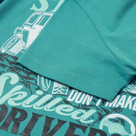Set for a boy (T -shirt, shorts), green/gray color, height 122-2